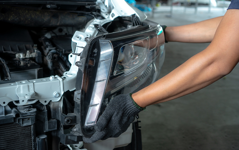 man installing light