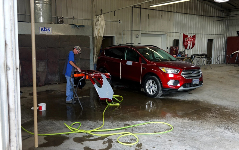 man working in store